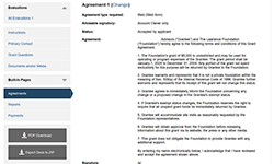 Grant agreements can be created, accepted and managed from our system.